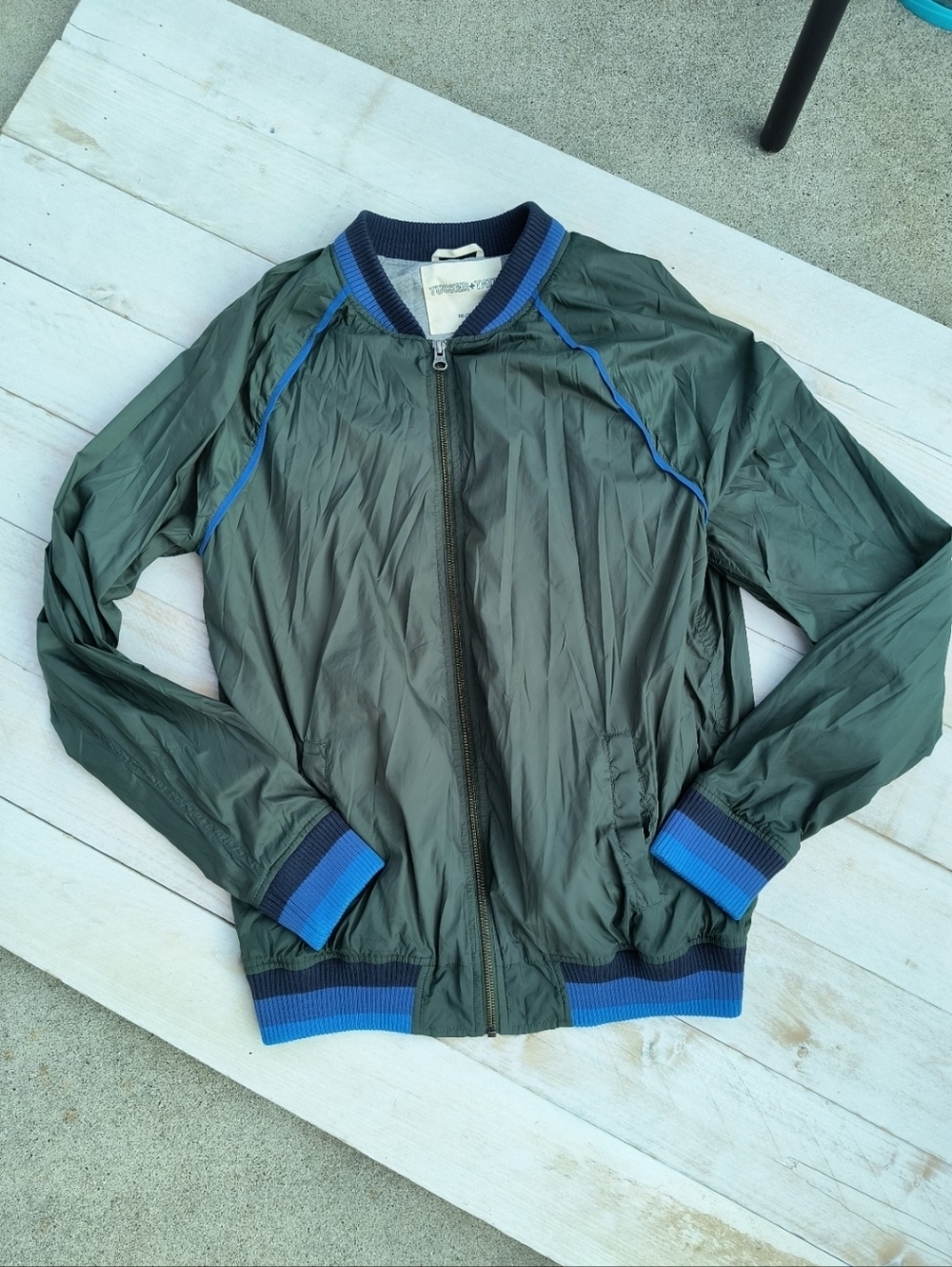 TUCKER+TATE Boys sz 18/20 green blue trim zip jacket Windbreaker jacket XXL